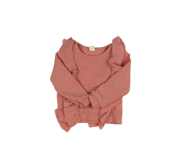 Růžové triko s volánky 