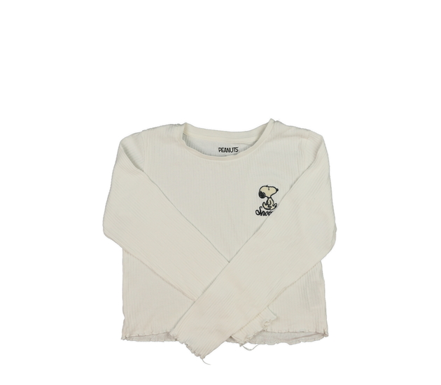 Bílé žebrované crop triko Peanuts M&S