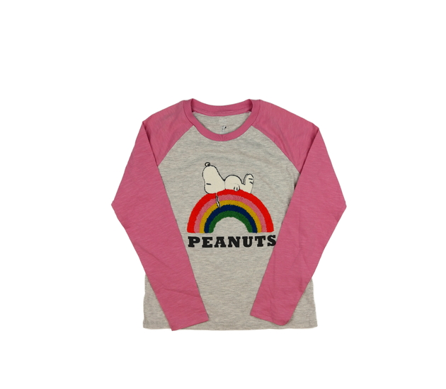 Šedé triko s růžovými rukávy Peanuts M&S