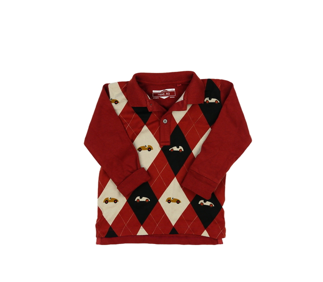 Hnědé triko s límečkem a auty Next