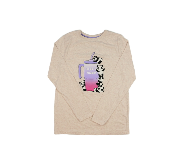 Hnědé triko s pandami vel. 14-15 let Primark