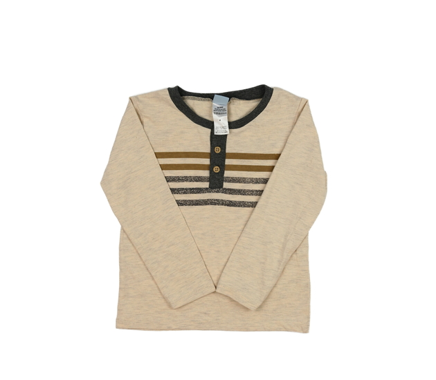 Hnědé melírované triko s pruhy