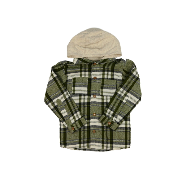 Nová zelená kostkovaná košile s kapucí
