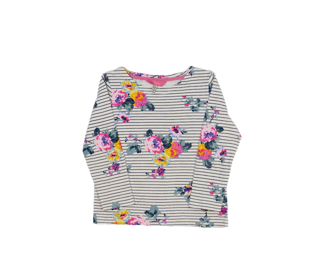 Bílé triko s pruhy a květinami Joules 