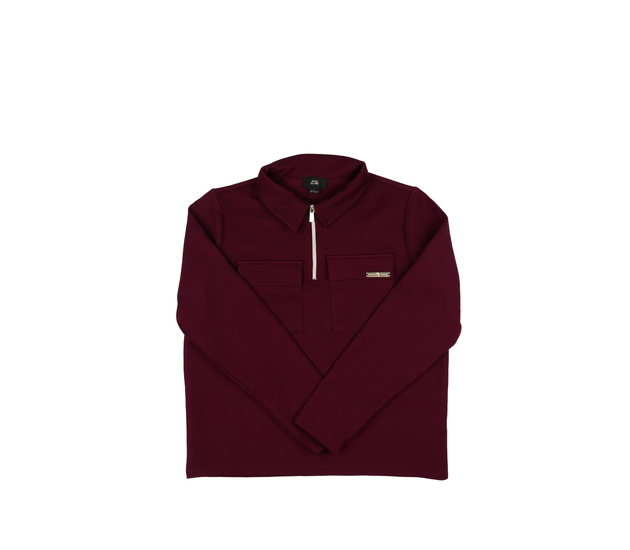 Tmavě červené triko s límečkem River Island