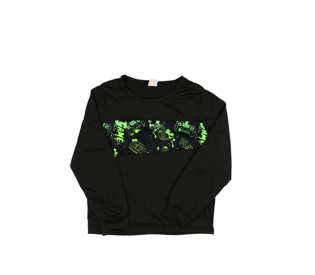 Černé triko s herním zeleným motivem 