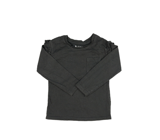 Šedé triko s volánky a kapsou Nutmeg