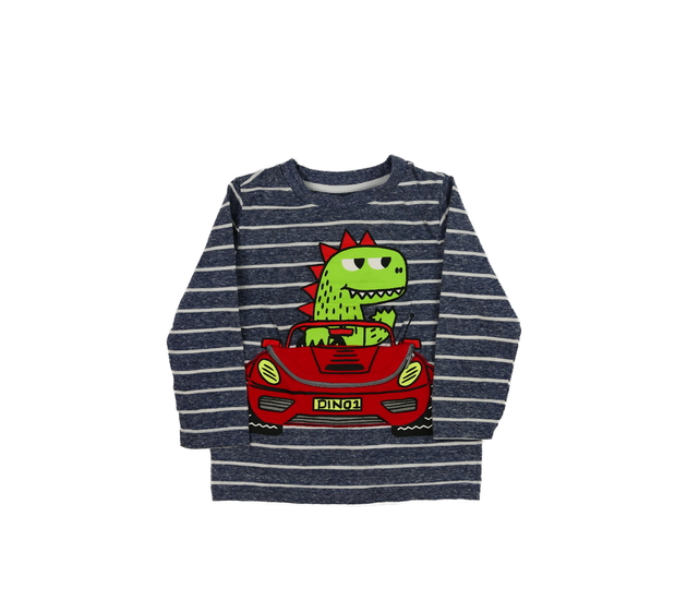 Pruhované triko s dinosaurem v autě F&F