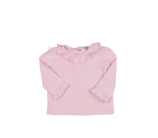 Růžové triko s volánky 