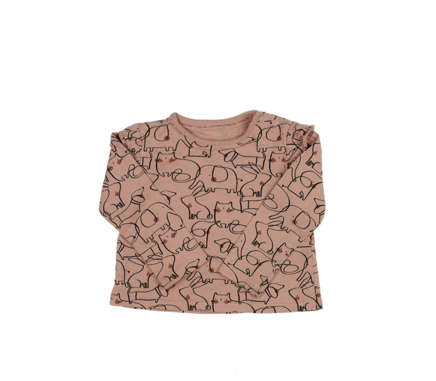 Růžové triko se zvířátky a volánky Tu 