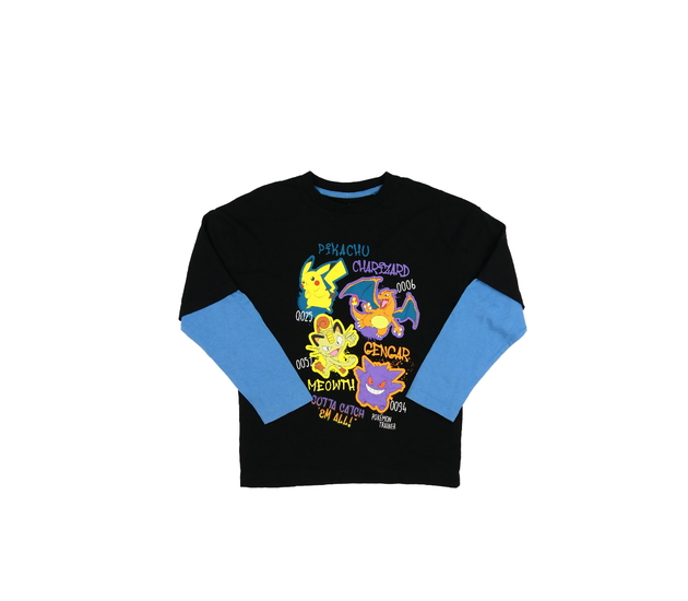 Černé triko s modrými rukávy Pokémon Next