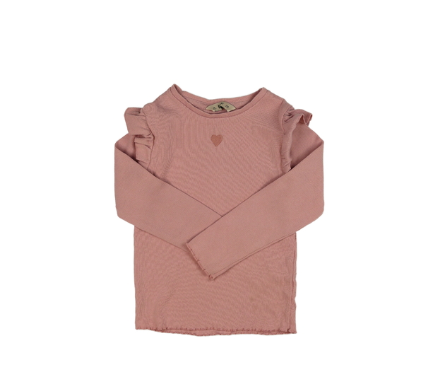 Růžové žebrované triko s volánky F&F