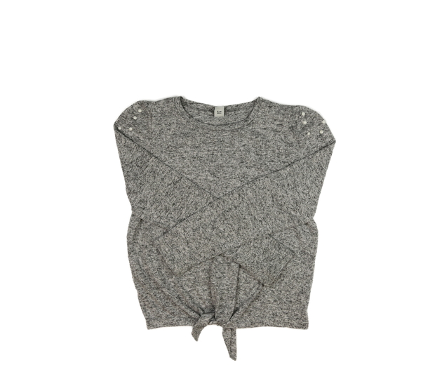 Šedé melírované triko s perličkami Tu 