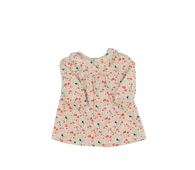 Krémové triko s listy a límečkem F&F