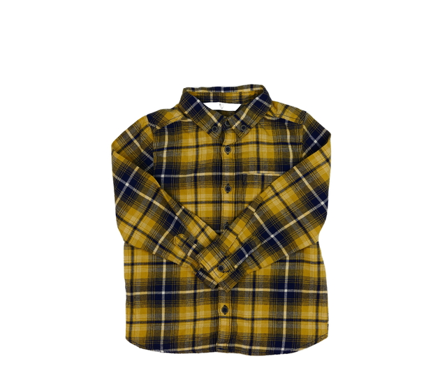 Žluto-modrá pruhovaná košile 