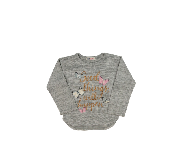 Šedé melírované triko s motýlky H&M