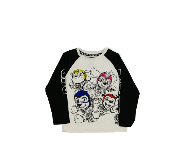 Bílé triko s černými rukávy Tlapová Patrola 