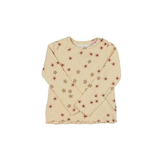 Žluté květinové žebrované triko Zara