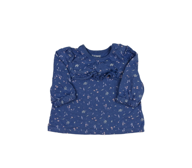 Modré triko s květinami a volánky Nutmeg