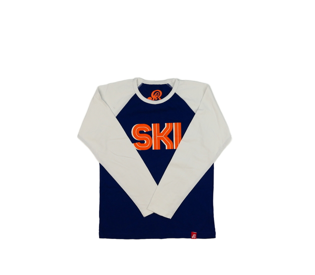 Modré triko s bílými rukávy 