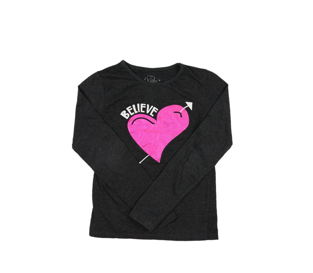 Šedé melírované triko se srdci