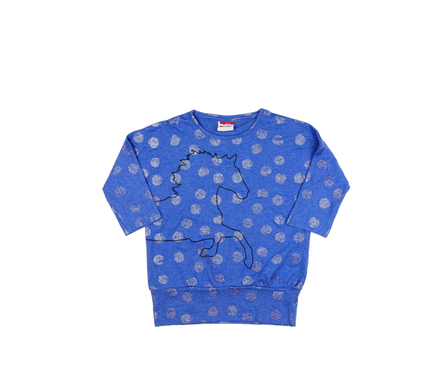 Modré melírované triko s kolečky 