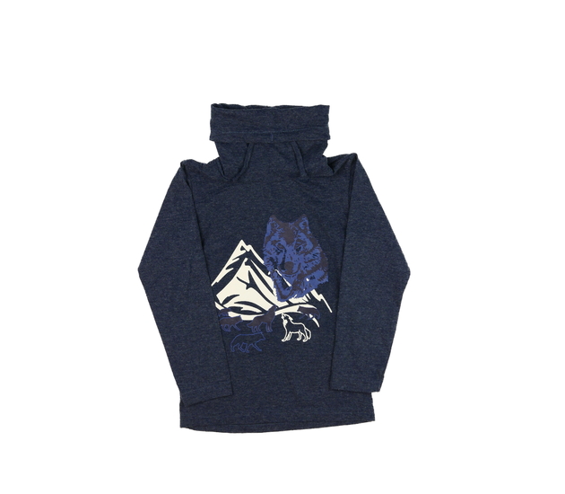 Modrý melírovaný rolák s vlky 