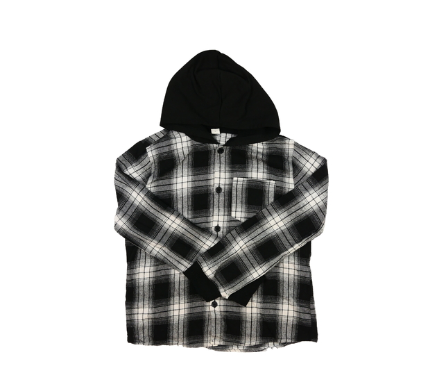 Černo-bílá košile s kapucí 