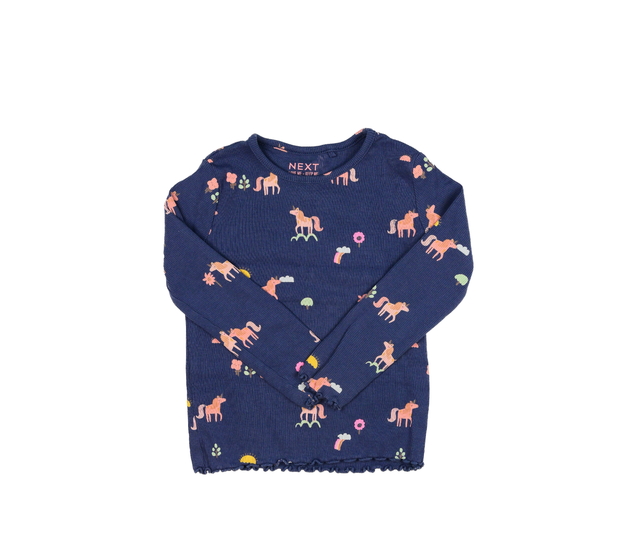 Modré žebrované triko s jednorožci Next