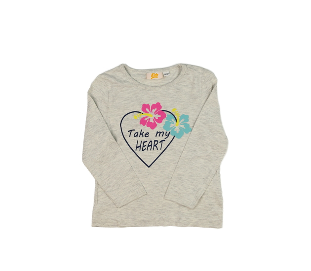 Šedé melírované triko s květinami 