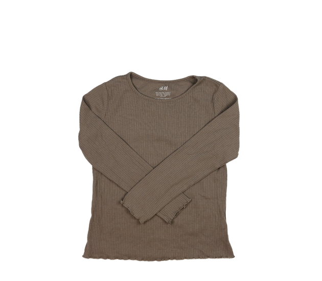 Tmavě hnědé žebrované triko H&M