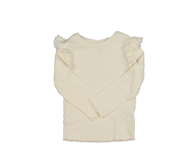 Krémové žebrované triko s volánky F&F