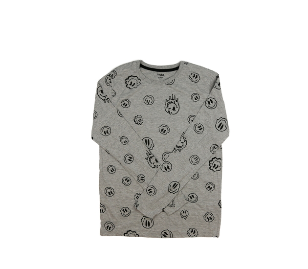 Šedé melírované triko se smajlíky 