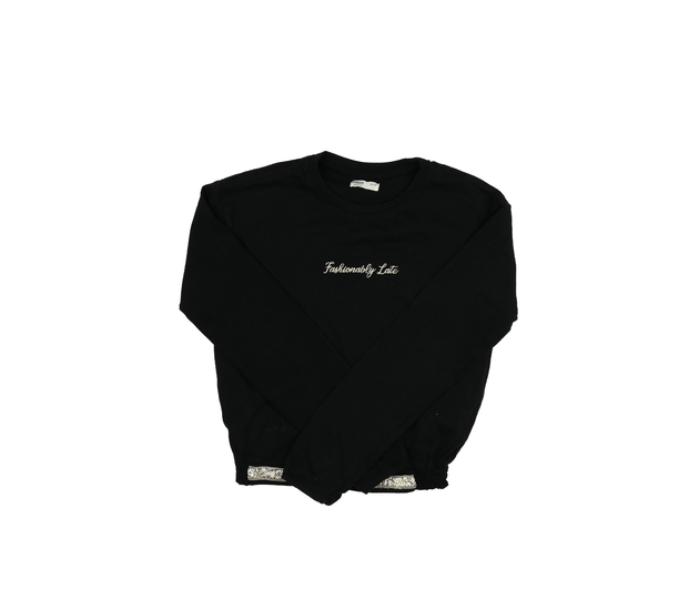 Černý crop top s kamínky 