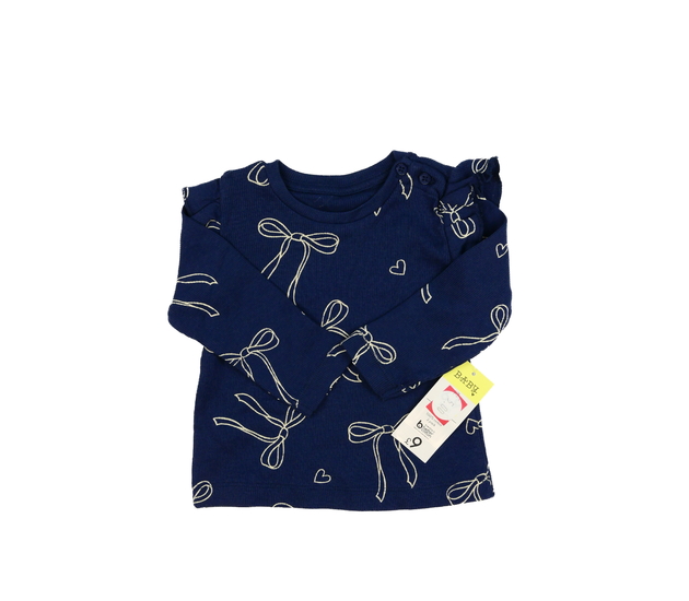 Nové modré triko s mašlí a volánky 