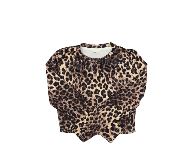 Hnědý vzorovaný crop top