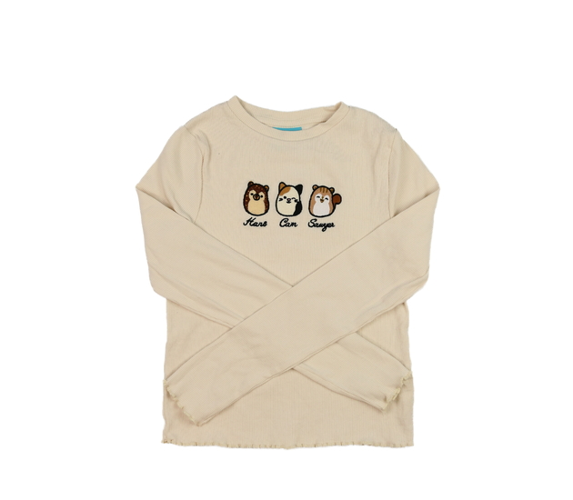 Krémové žebrované kratší triko 