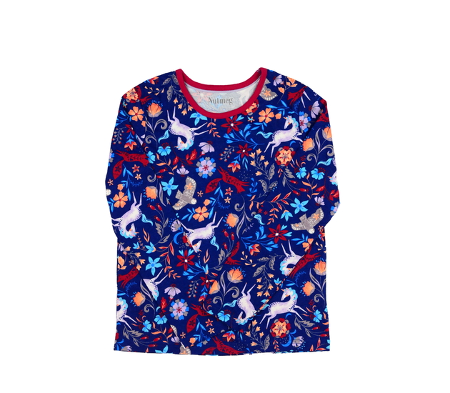 Krásné modré zdobné triko Nutmeg