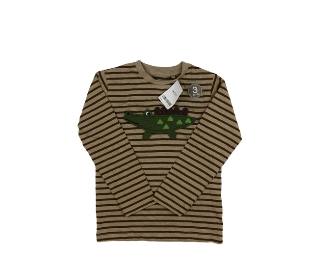 Nové hnědé pruhované triko s krokodýlem Next