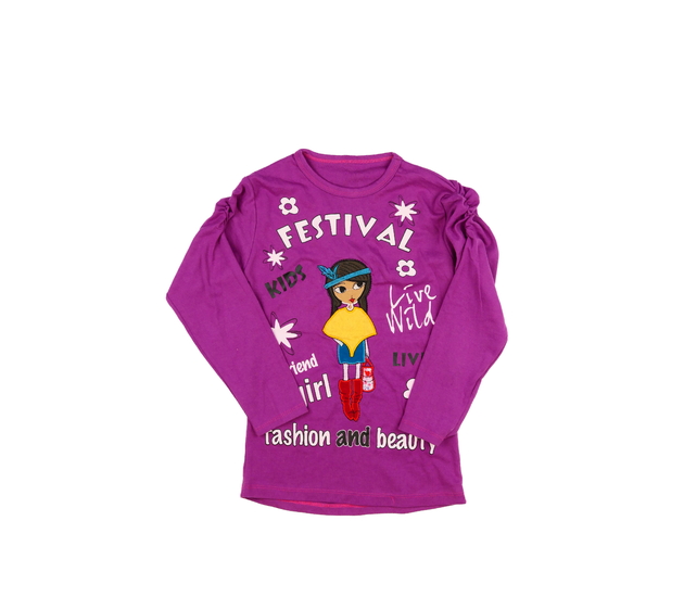 Fialové stylové triko s dívkou 