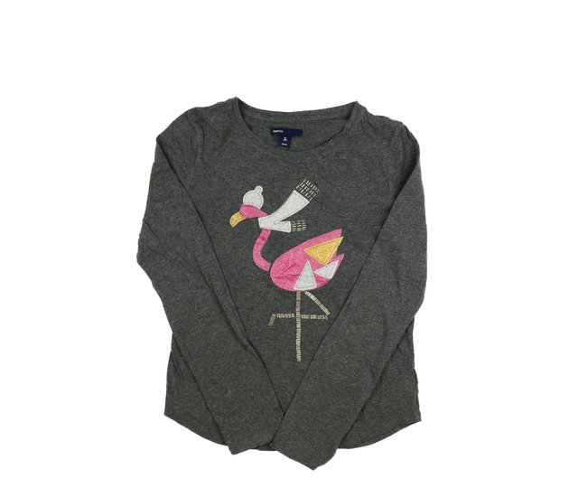 Šedé stylové triko s plameňákem Gap 