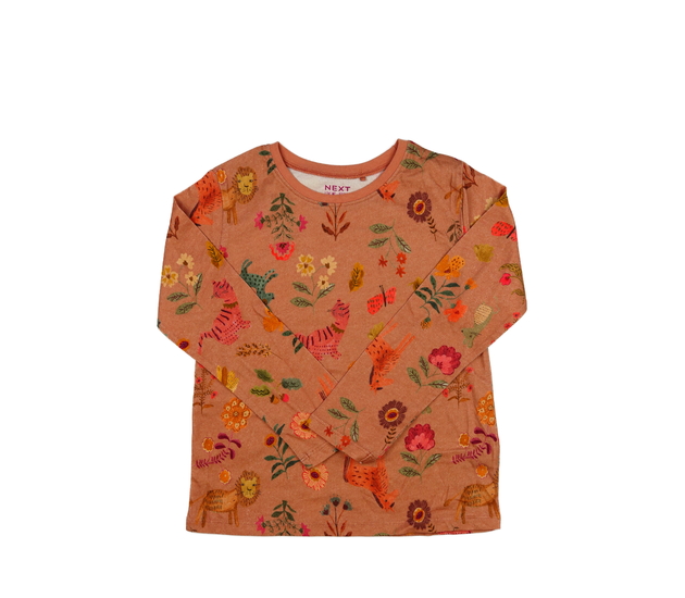 Oranžové triko s květinami a zvířátky Next