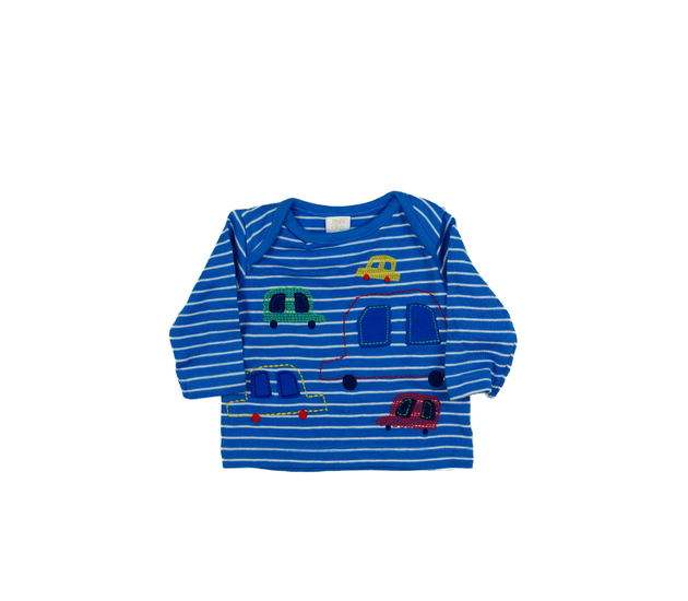 Modré pruhované triko s auty 
