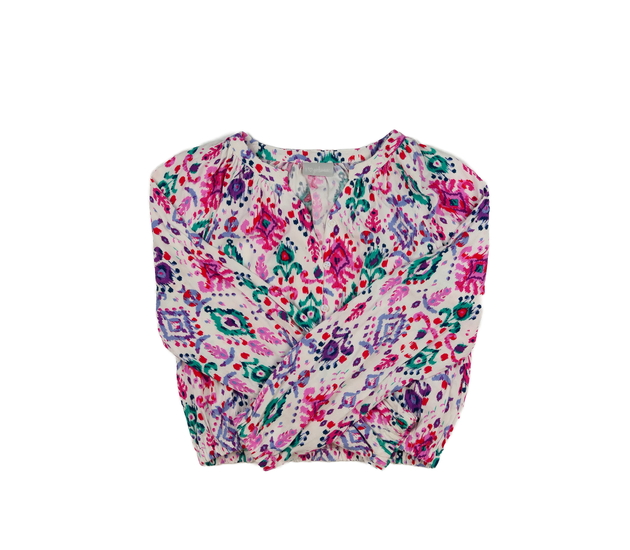 Světlá vzorovaná crop halenka 