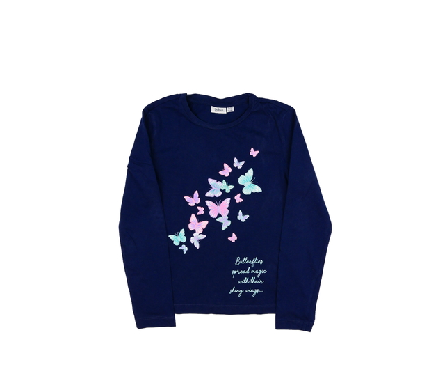 Modré triko s motýlky 