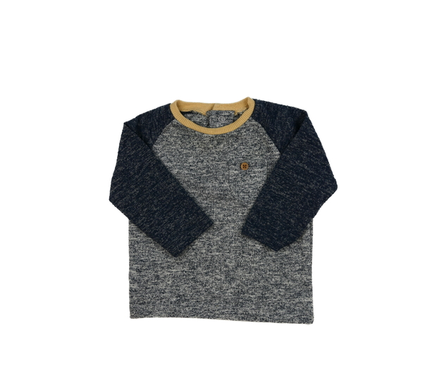 Modré melírované teplejší triko Tu