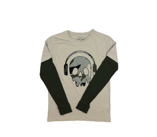 Světlé triko s lebkou Next