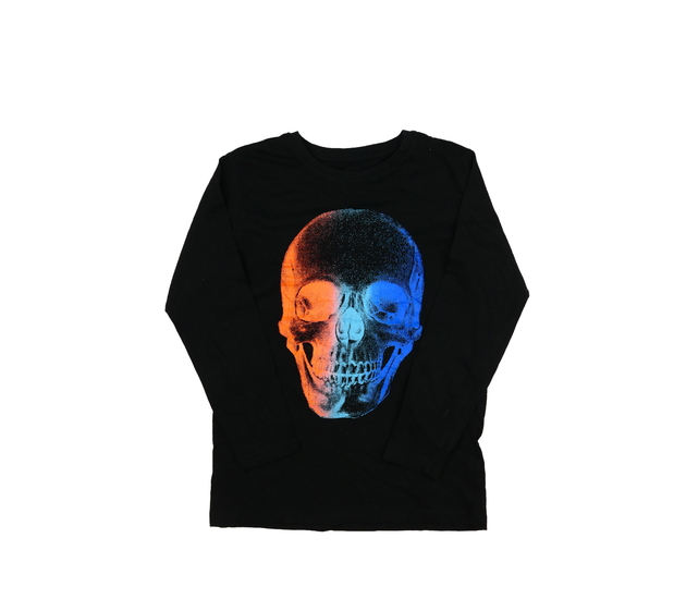 Černé triko s barevnou lebkou 