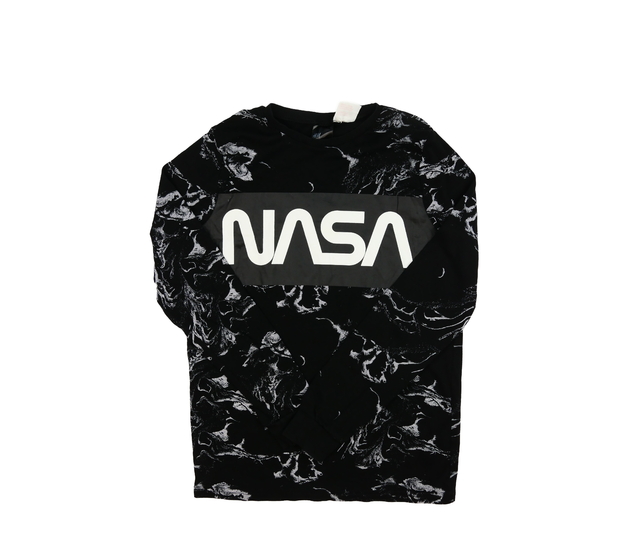 Černé vzorované triko NASA vel. 170 H&M