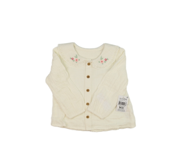 Nová krémová halenka s límečkem s květinami 